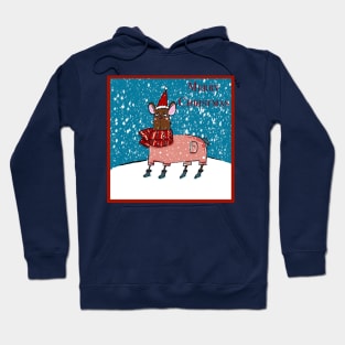 Merry Christmas! Frozen dog feeling kind of bored in the snow. Christmas Greetings. Hoodie